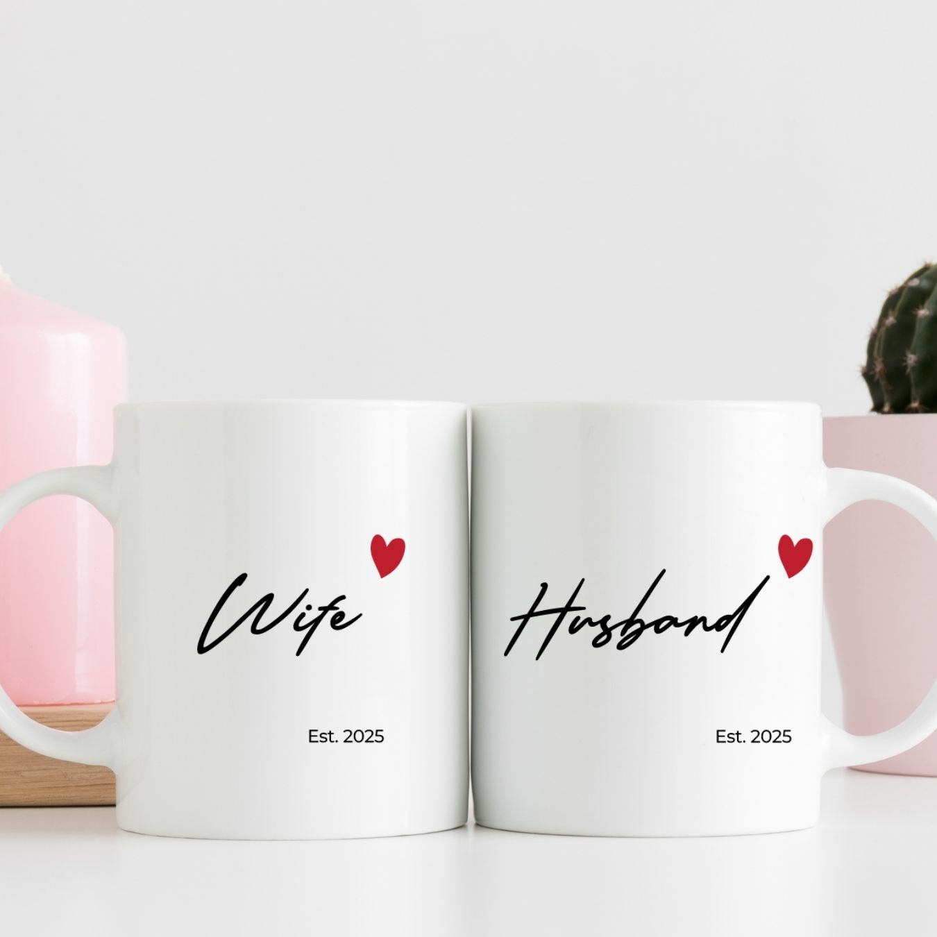 Personalized Husband & Wife Couple Mug – Est. 2025 with Custom Names