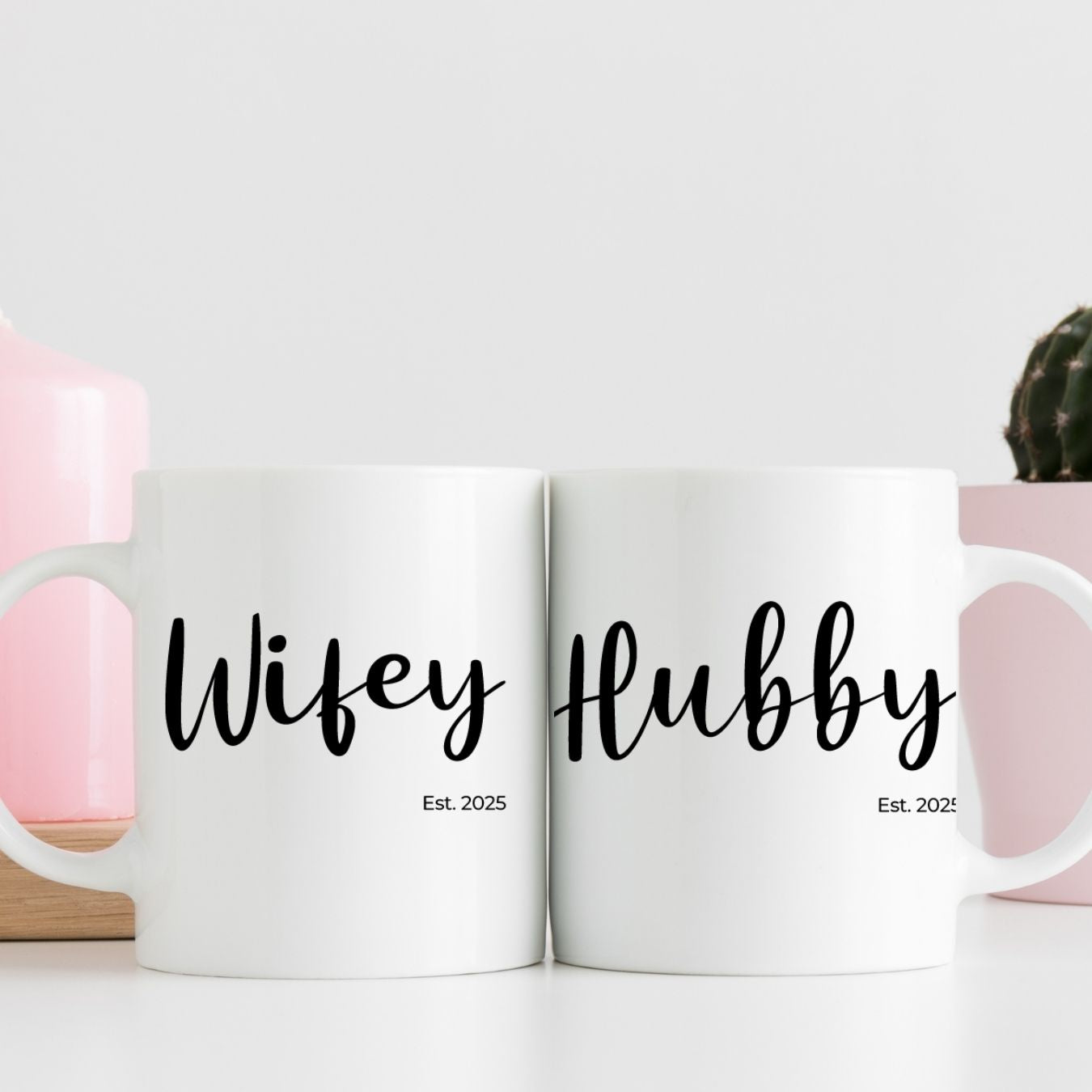 Personalized Hubby & Wifey Couple Mug – Est. 2025 with Custom Names