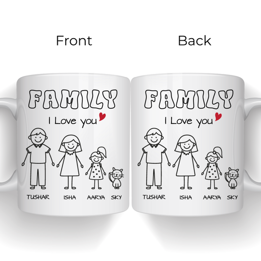 Family Stick Figure Mug - Family Mug
