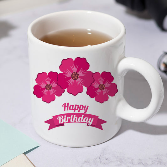 Floral Happy Birthday Wishes Mug