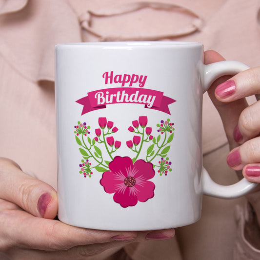 Floral Happy Birthday Wishes Mug