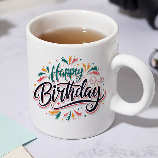 Bold Typography Happy Birthday Mug