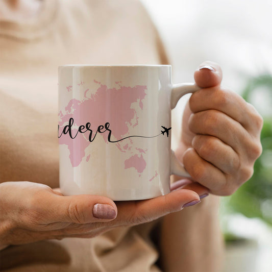 Wanderer World Map Mug - Pink