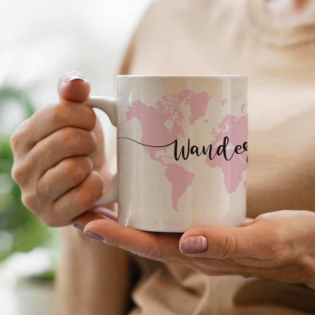 Wanderer World Map Mug - Pink
