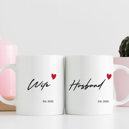 Personalized Husband & Wife Couple Mug – Est. 2025 with Custom Names