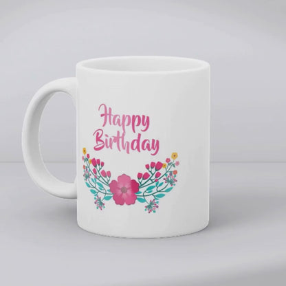 Floral Happy Birthday Wishes Mug