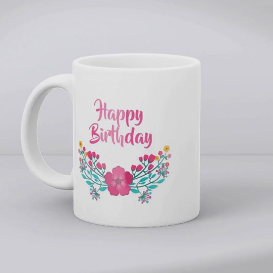 Floral Happy Birthday Wishes Mug