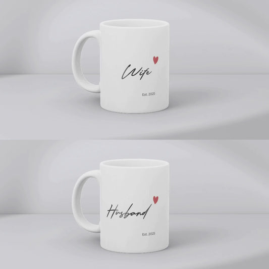 Personalized Husband & Wife Couple Mug – Est. 2025 with Custom Names