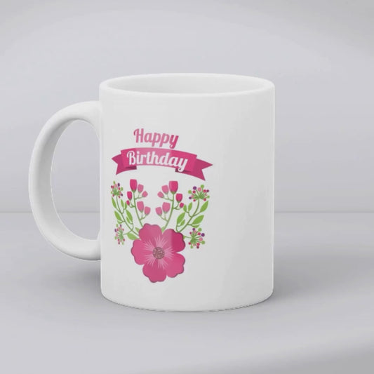 Floral Happy Birthday Wishes Mug