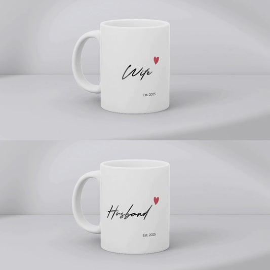 Personalized Husband & Wife Couple Mug – Est. 2025 with Custom Names