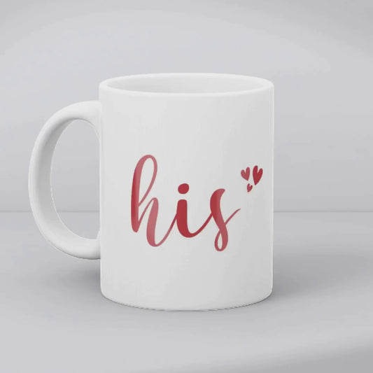 Her & His Personalized Couple Mug Set – Custom Names with Heart Circle Design