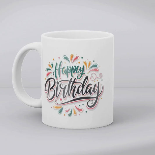 Bold Typography Happy Birthday Mug