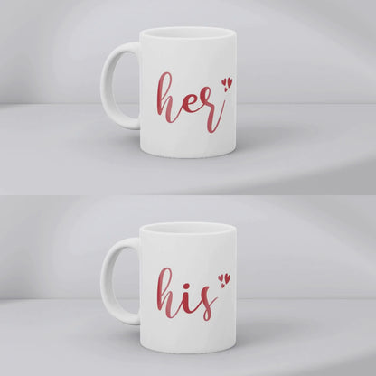Her & His Personalized Couple Mug Set – Custom Names with Heart Circle Design