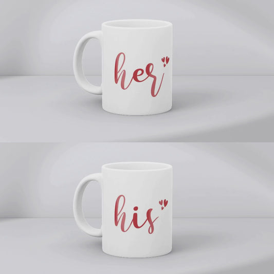 Her & His Personalized Couple Mug Set – Custom Names with Heart Circle Design