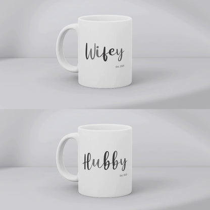 Personalized Hubby & Wifey Couple Mug – Est. 2025 with Custom Names