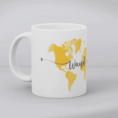 Wanderer World Map Mug - Yellow