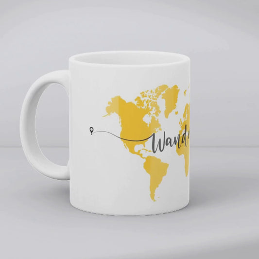 Wanderer World Map Mug - Yellow