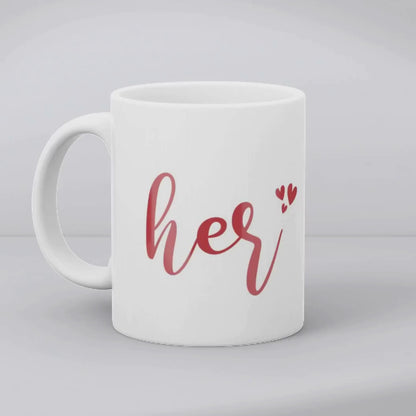 Her & His Personalized Couple Mug Set – Custom Names with Heart Circle Design